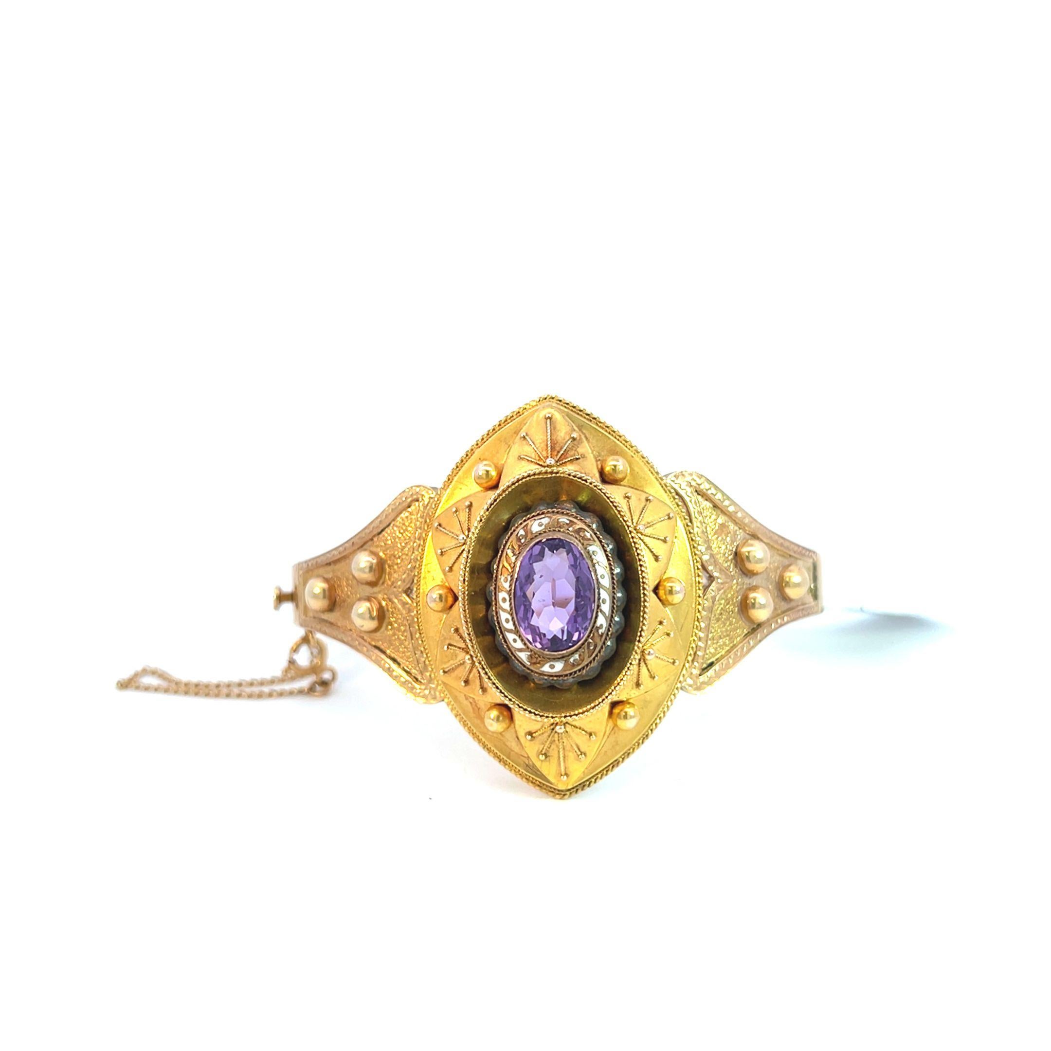Taille ovale Bracelet ancien de style édouardien en améthyste en vente