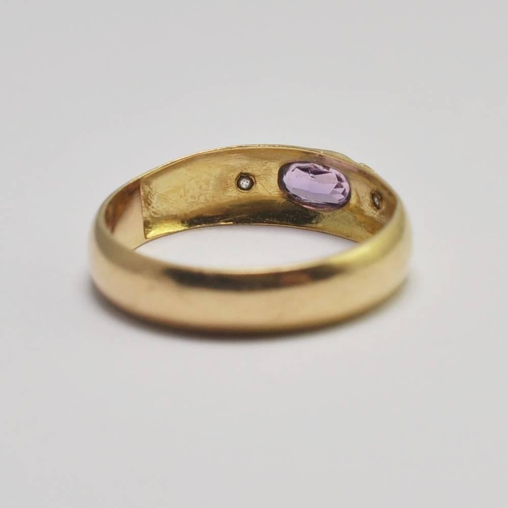 Antique Edwardian Amethyst Diamond Band Ring For Sale 1