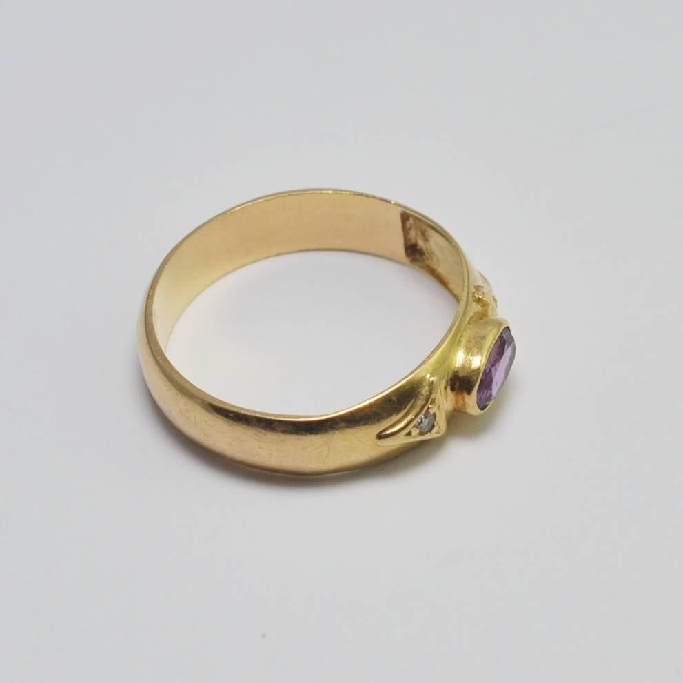 Antique Edwardian Amethyst Diamond Band Ring For Sale 2
