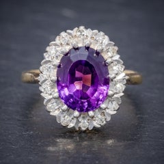Antique Edwardian Amethyst Diamond Ring 18ct Gold 3.25ct Amethyst, circa 1915