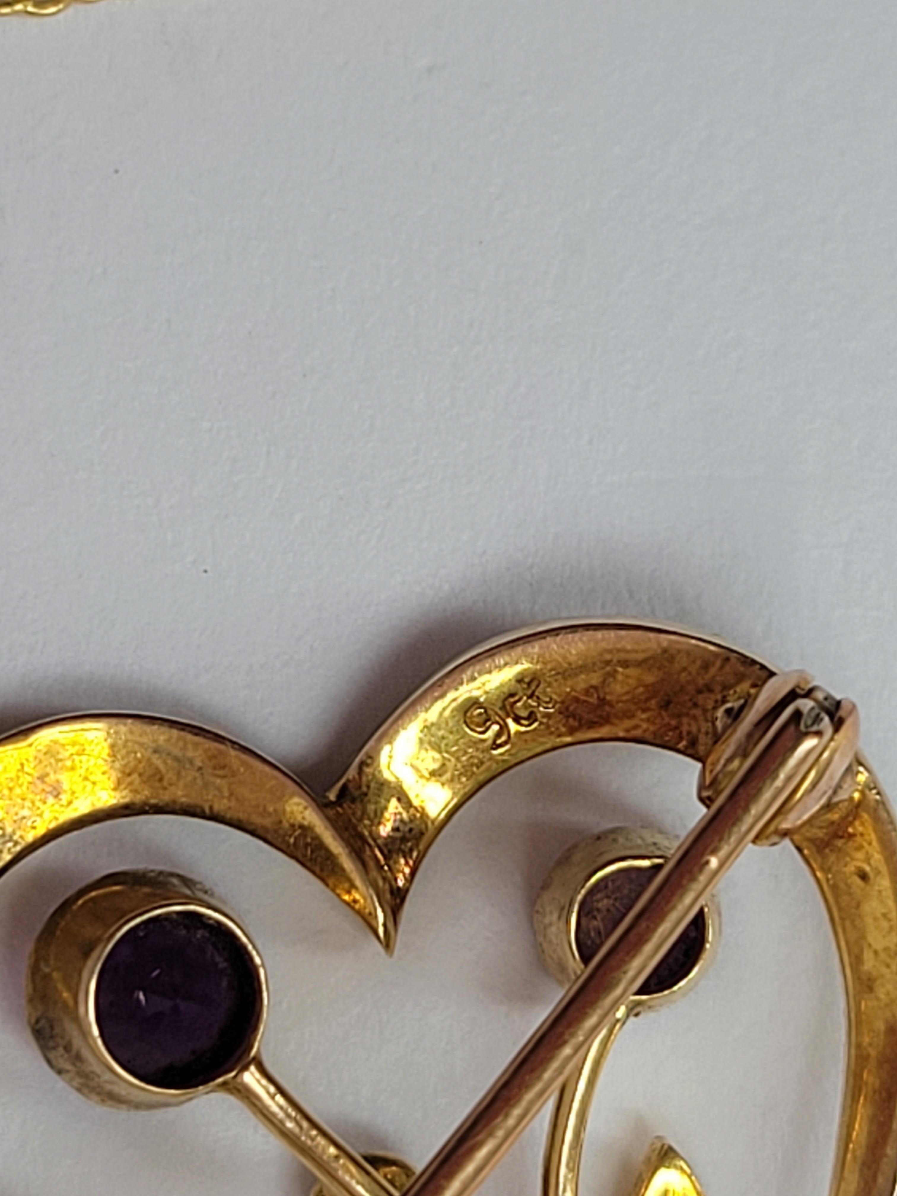 Collier pendentif broche édouardien ancien en or et perles d'améthyste Pour femmes en vente