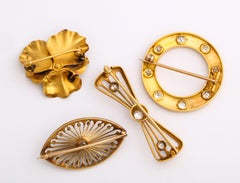 Antike edwardianische und viktorianische Gold- und Diamantbrosche-Kollektion aus Gold