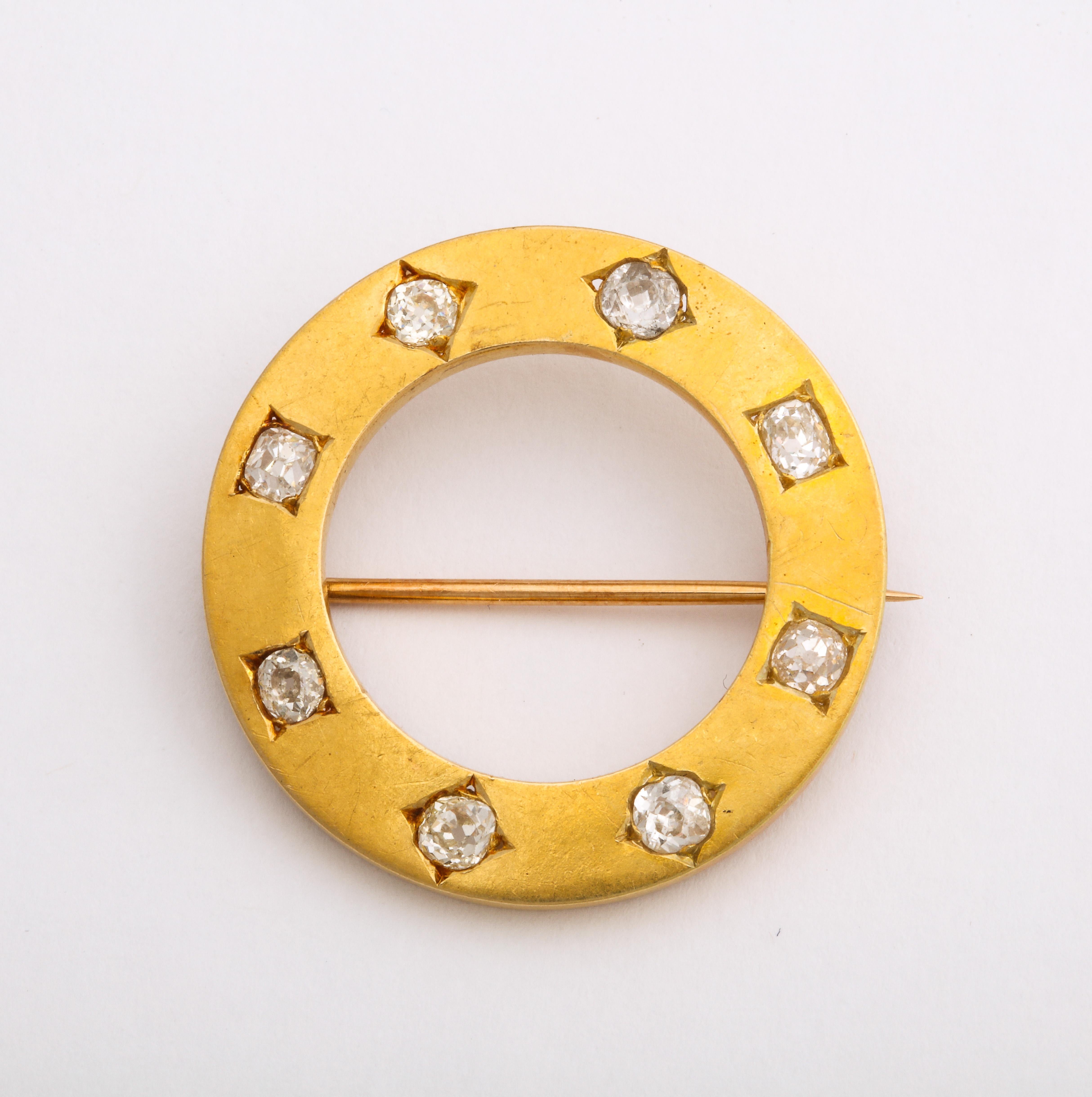 Round Cut Antique Edwardian and Victorian Gold and Diamond Brooch Collection For Sale