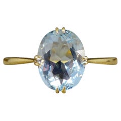 Antique Edwardian Aquamarine Solitaire Ring in 18ct Yellow Gold