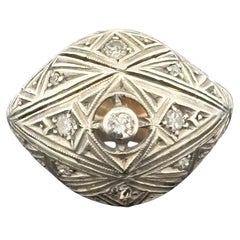 Antique Edwardian/ Art Deco 14k & Silver Diamond Dome Ring