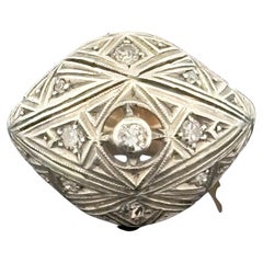 Antique Edwardian/ Art Deco 14k & Silver Diamond Dome Ring