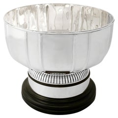 Antica ciotola di presentazione in argento sterling edoardiano Art Deco inglese