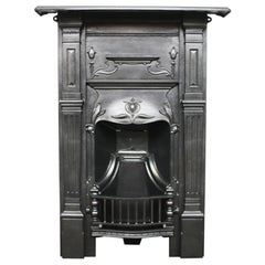 Antique Edwardian Art Nouveau Cast Iron Bedroom Combination Fireplace