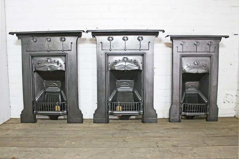 Antique Edwardian Art Nouveau Cast Iron Bedroom Fireplace At 1stdibs