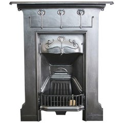 Antique Edwardian Art Nouveau Cast Iron Bedroom Fireplace