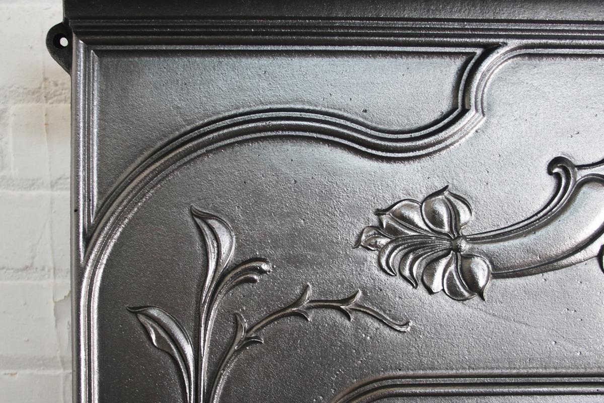 Antique Edwardian Art Nouveau Cast Iron Combination Fireplace 2
