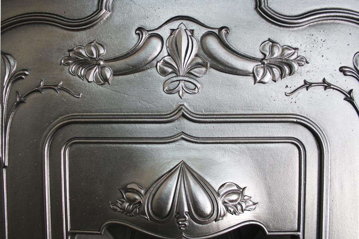Antique Edwardian Art Nouveau Cast Iron Combination Fireplace 1