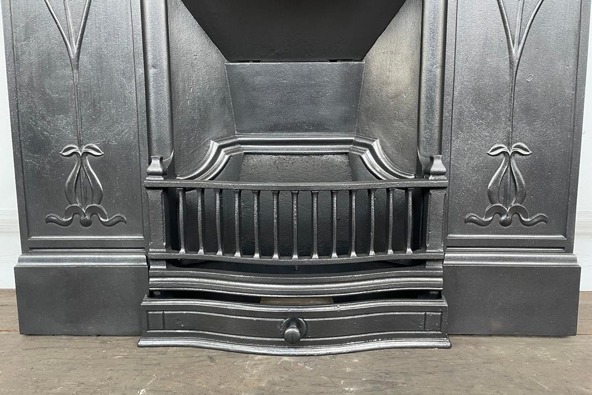 Antique Edwardian Art Nouveau cast iron combination fireplace For Sale ...