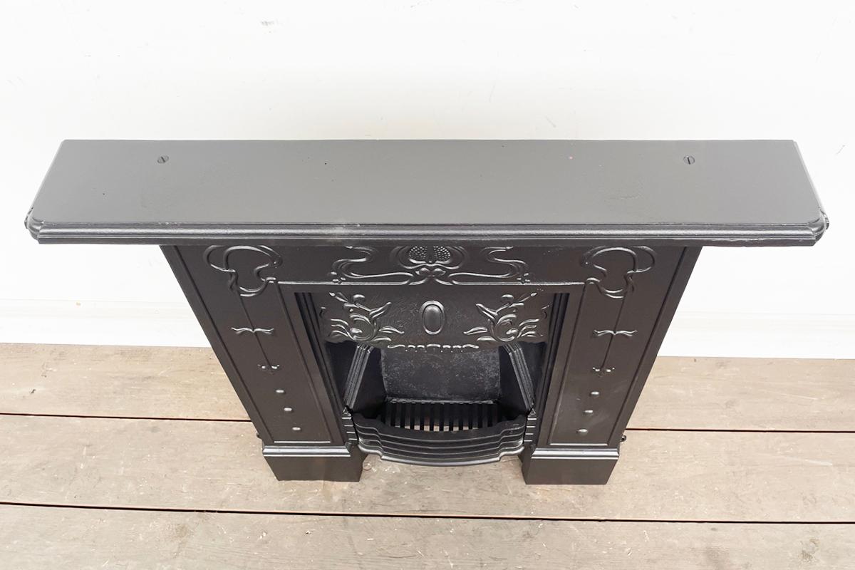 Antique Edwardian Art Nouveau cast iron combination fireplace 1