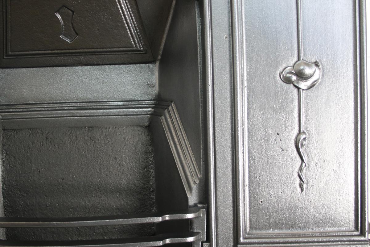 Antique Edwardian Art Nouveau Cast Iron Combination Fireplace 3