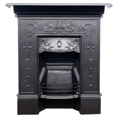 Antique Edwardian Art Nouveau cast iron combination fireplace