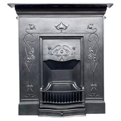 Antique Edwardian Art Nouveau cast iron combination fireplace