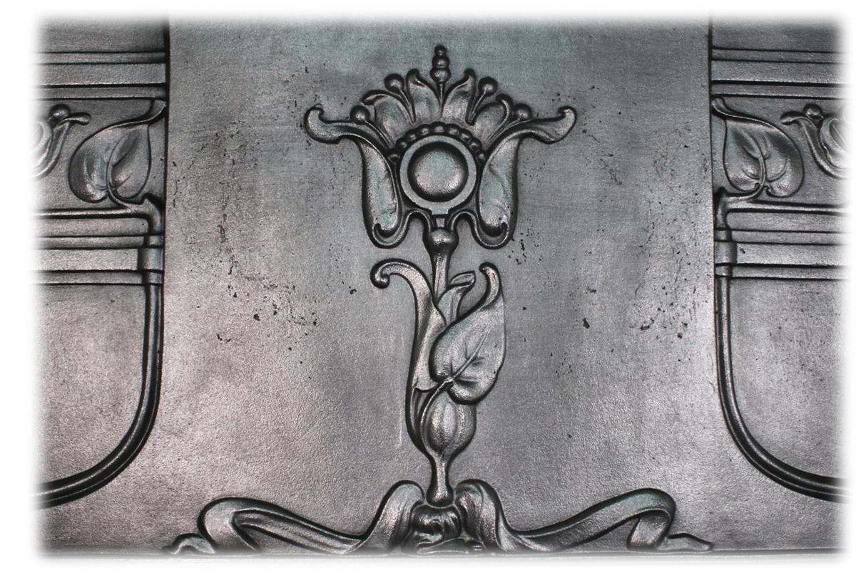 Early 20th Century Antique Edwardian Art Nouveau Cast Iron Combination Grate