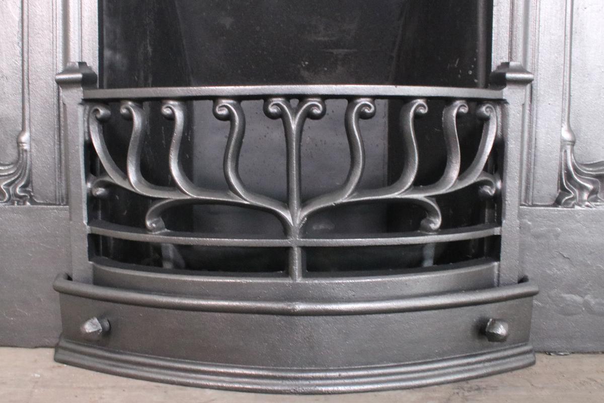 Antique Edwardian Art Nouveau Cast Iron Combination Grate 3