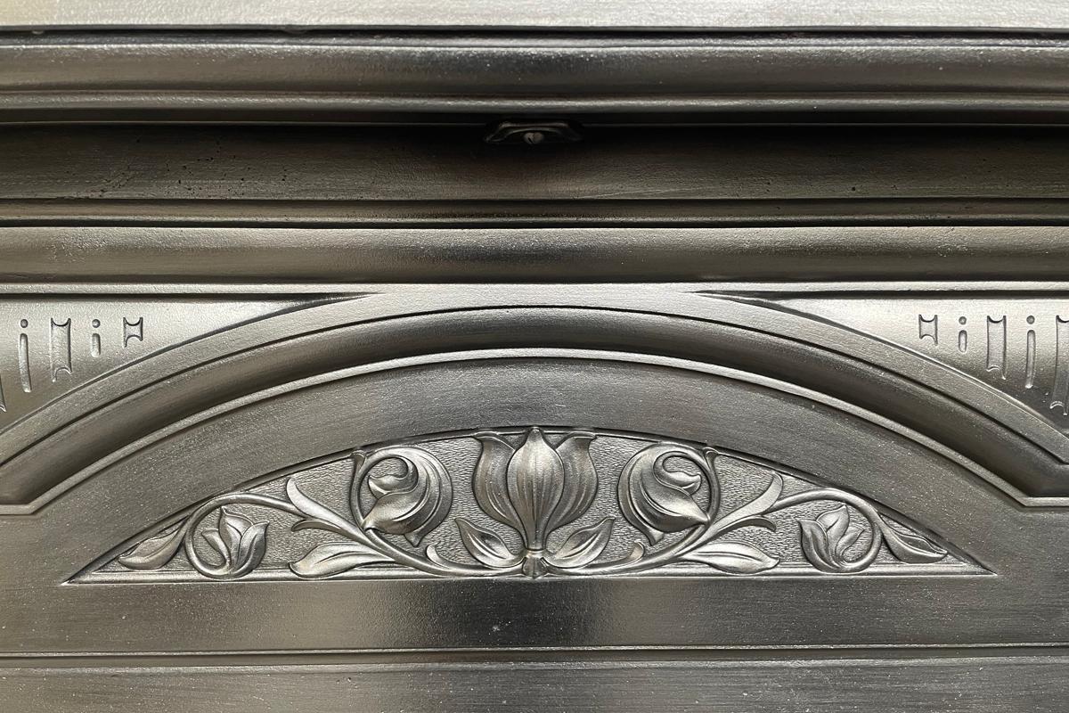 20th Century Antique Edwardian Art Nouveau Cast Iron Fireplace Surround