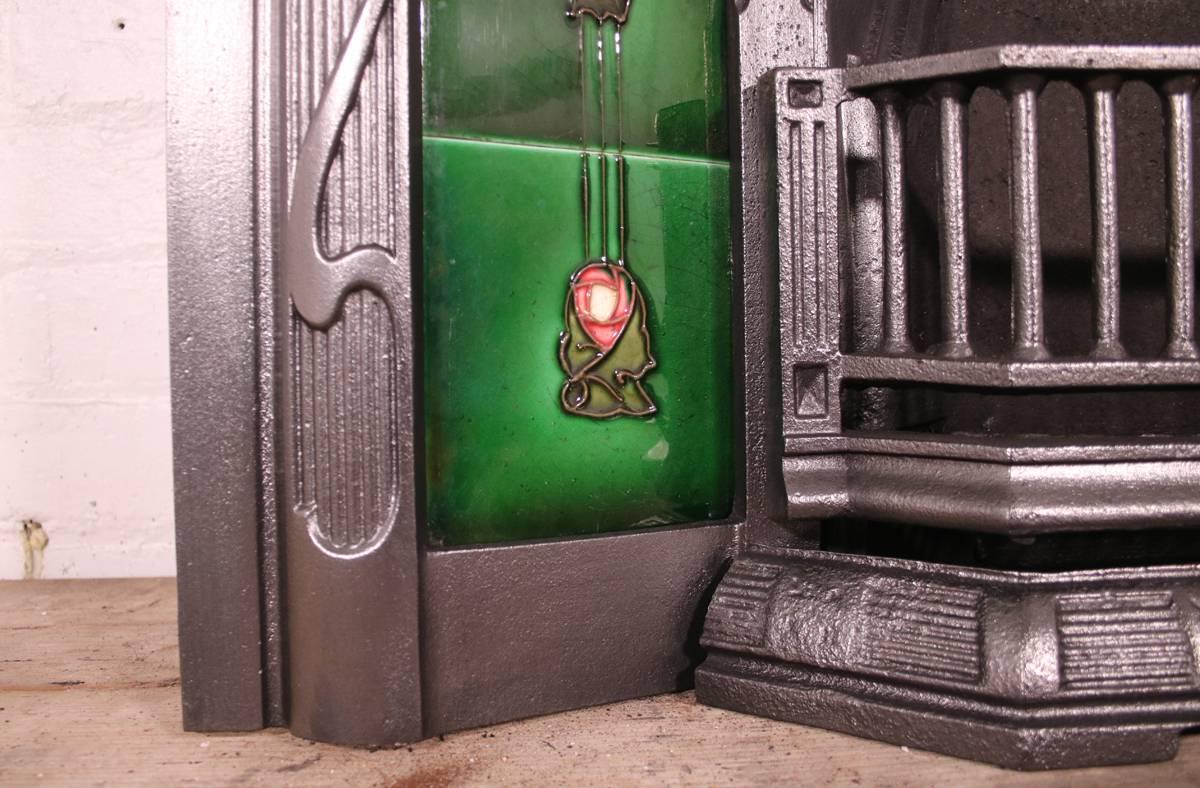Antique Edwardian Art Nouveau Cast Iron Grate 1