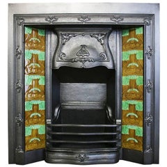 Antique Edwardian Art Nouveau Cast Iron Grate