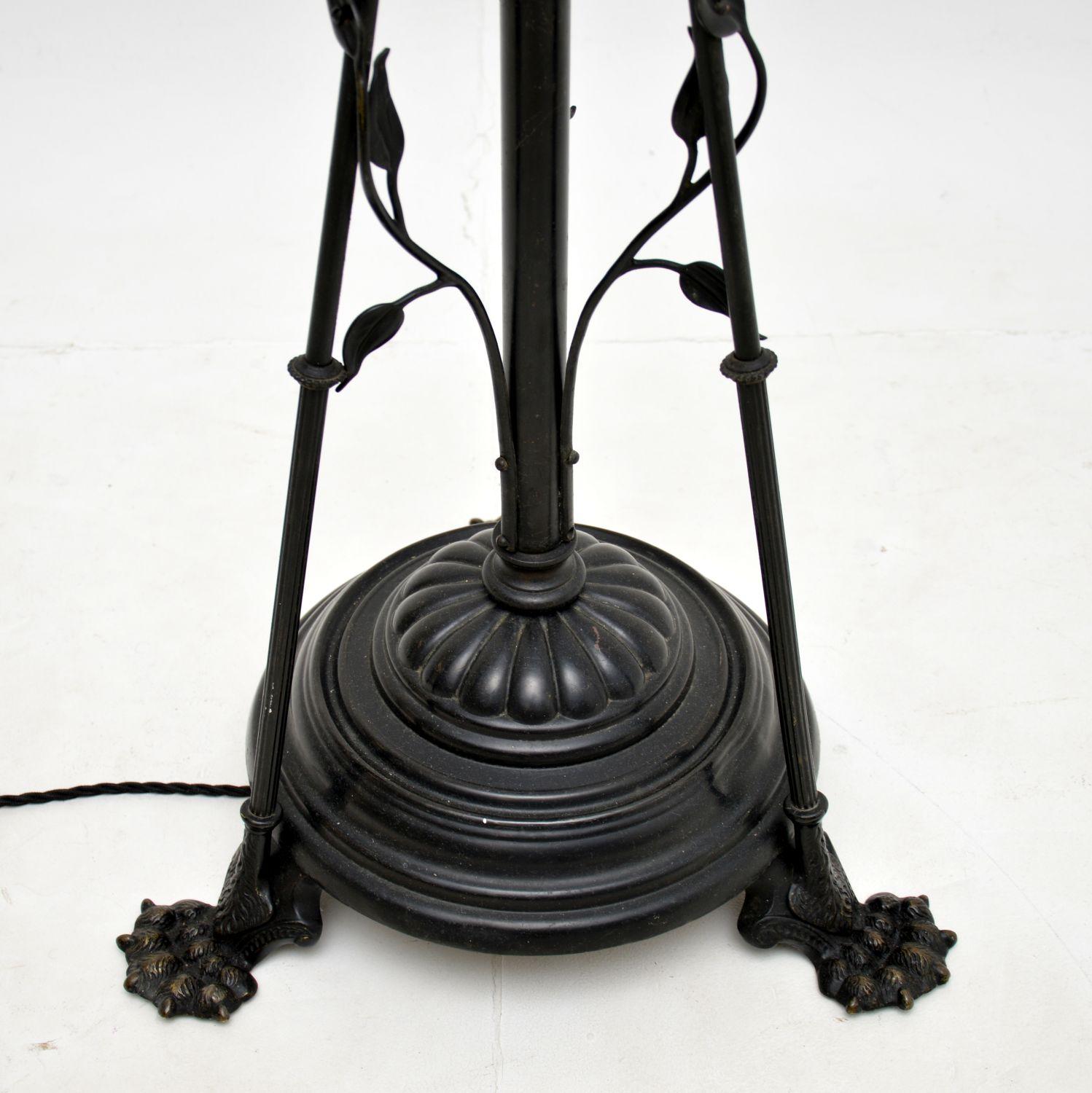 20th Century Antique Edwardian Art Nouveau Iron Floor Lamp For Sale