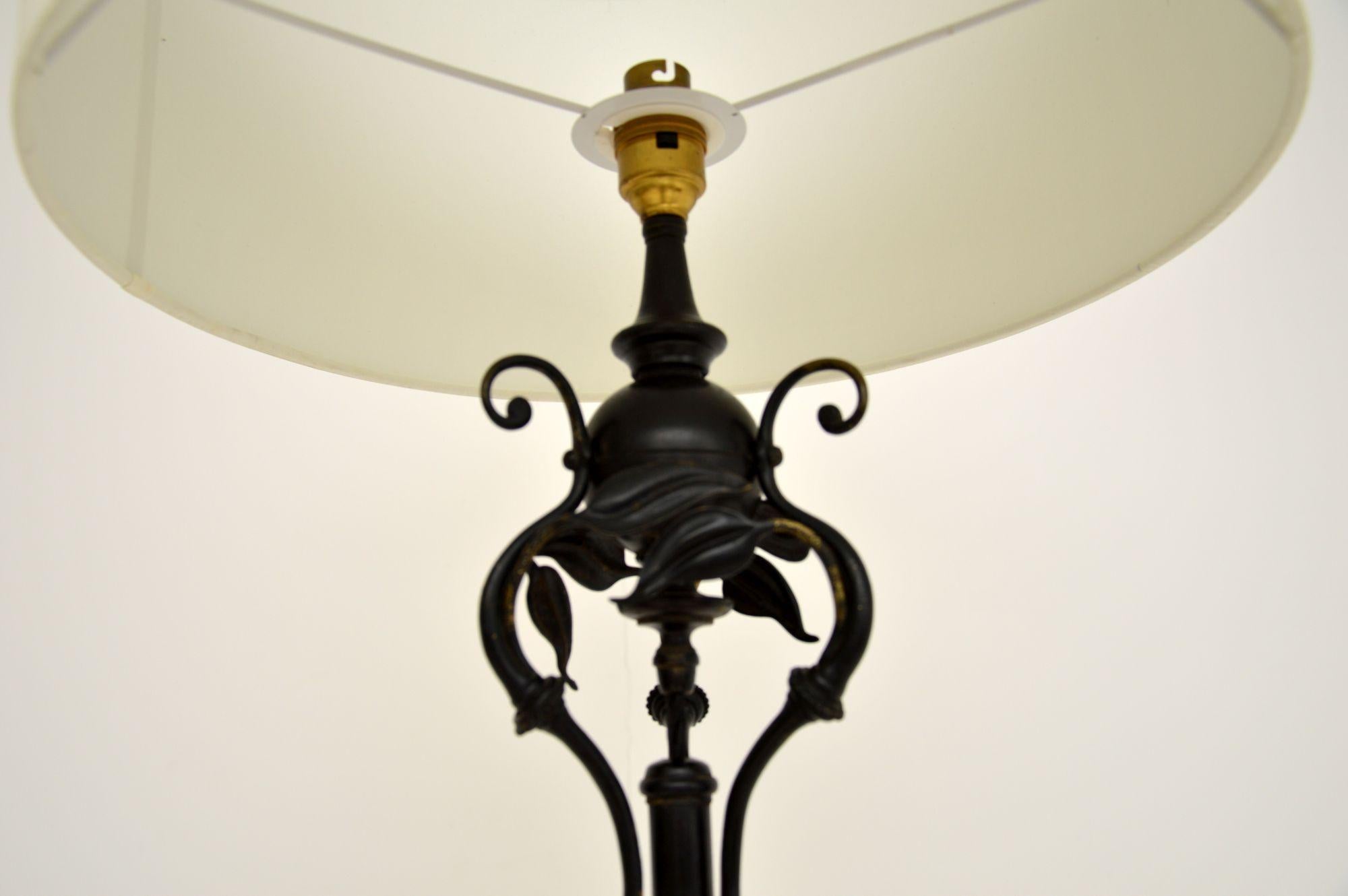 English Antique Edwardian Art Nouveau Iron Floor Lamp For Sale