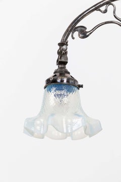 Antique Edwardian Art Nouveau Silver Plated Brass Piano Desk Lamp, c.1910