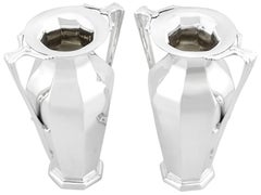 Antique Edwardian Art Nouveau Sterling Silver Vases