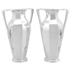 Antique Edwardian Art Nouveau Sterling Silver Vases