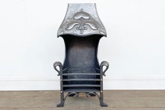 Antique Edwardian Arts & Crafts Canopied Cast Iron Fire Grate