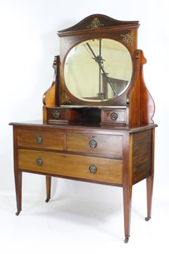 Antique Edwardian Arts & Crafts Mahogany Dressing Table Chest of Drawers Vanity