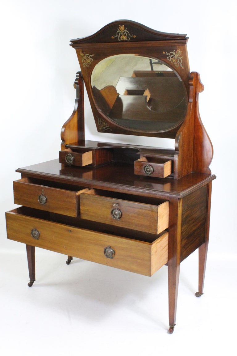 Antique Edwardian Arts and Crafts Mahogany Dressing Table Chest of