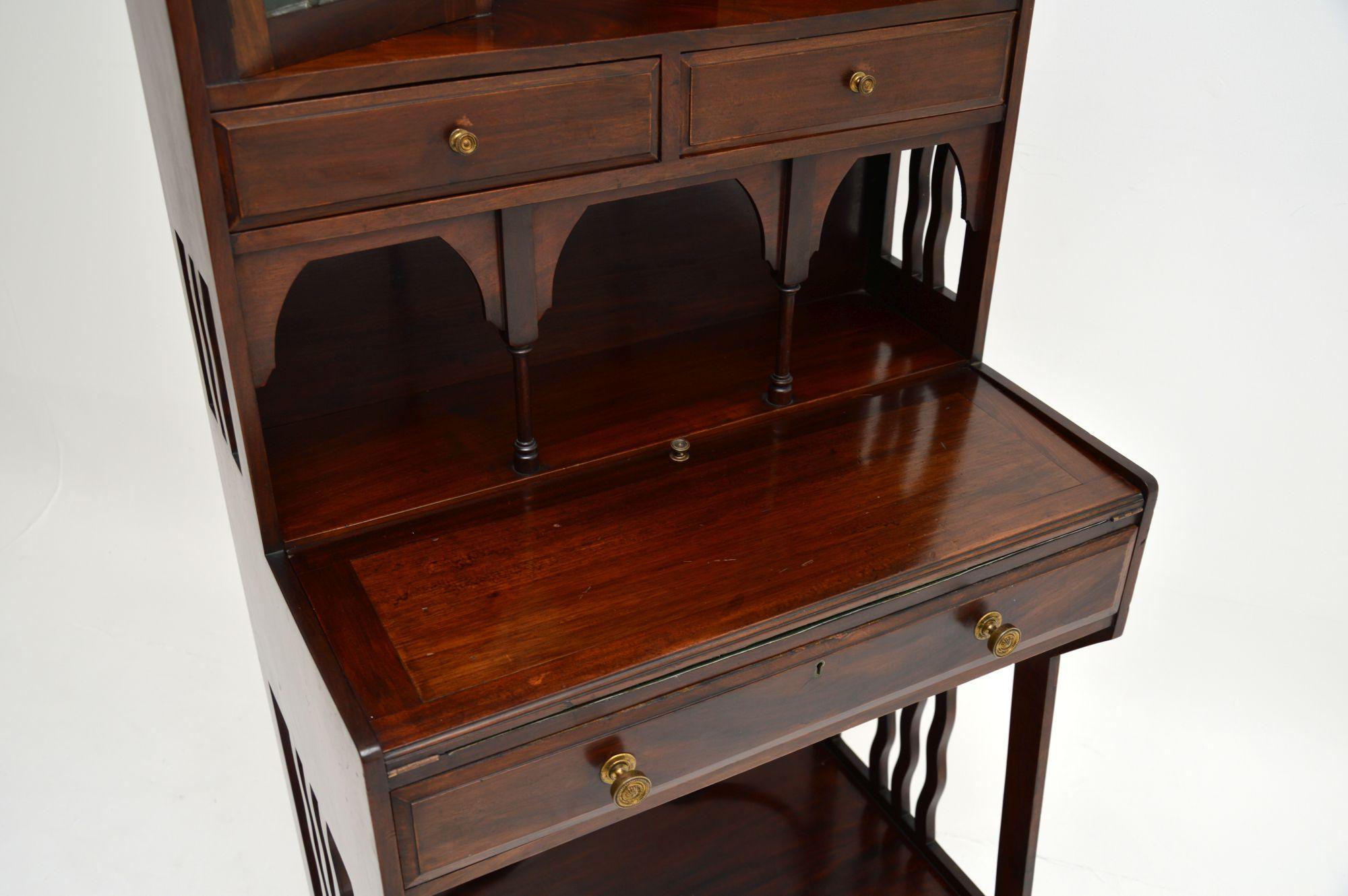 Antique Edwardian Arts & Crafts Mahogany Writing Bureau In Good Condition In London, GB