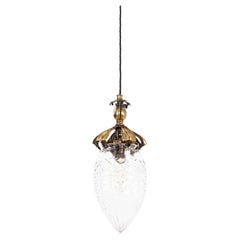Antique Edwardian Arts 
Crafts Ornate Cut Glass Light Pendant Lamp, C.1900