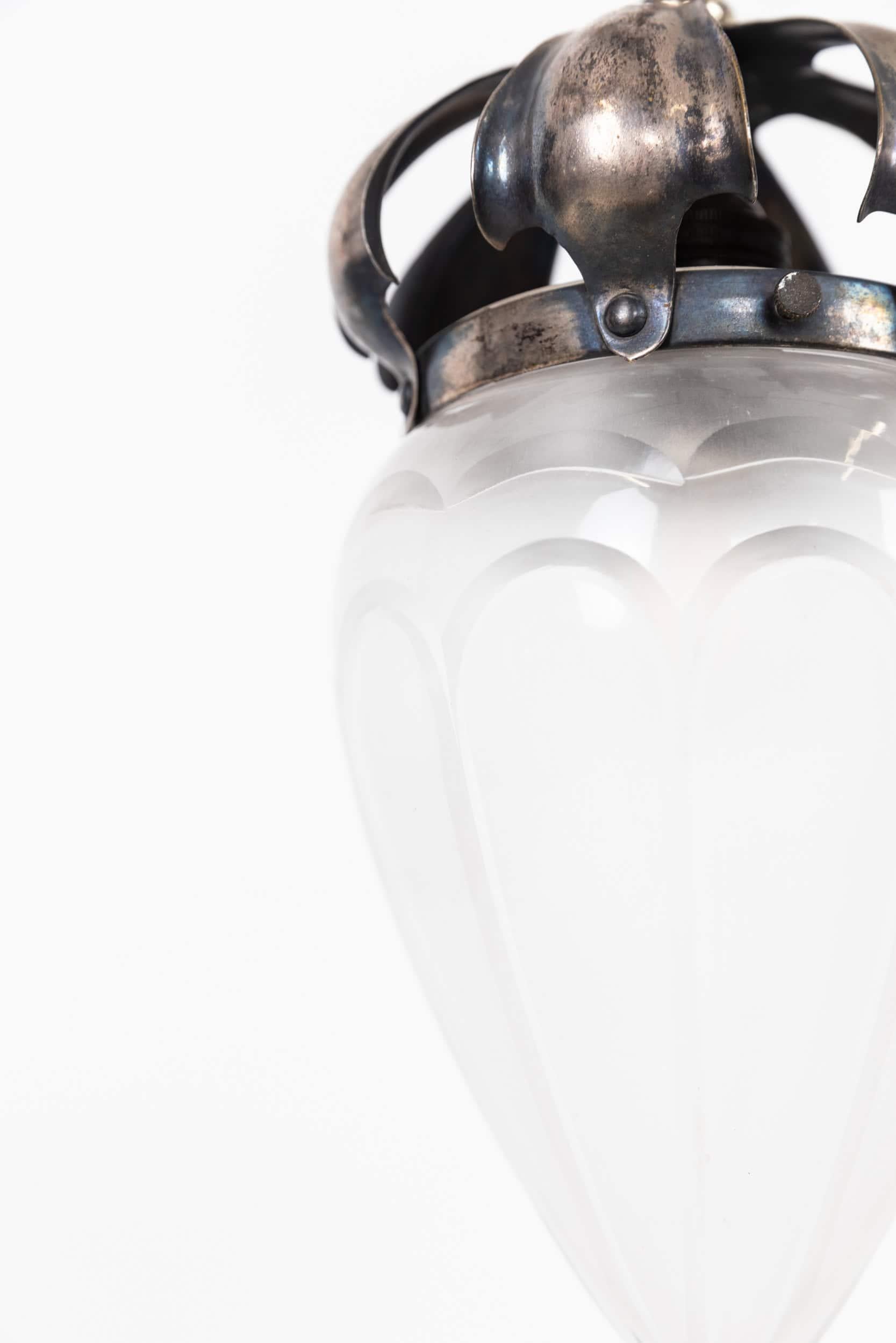 Anglais Lampe pendante en verre taillé, A.I.C., ancienne, Edwardian Arts & Crafts, C.1900 en vente