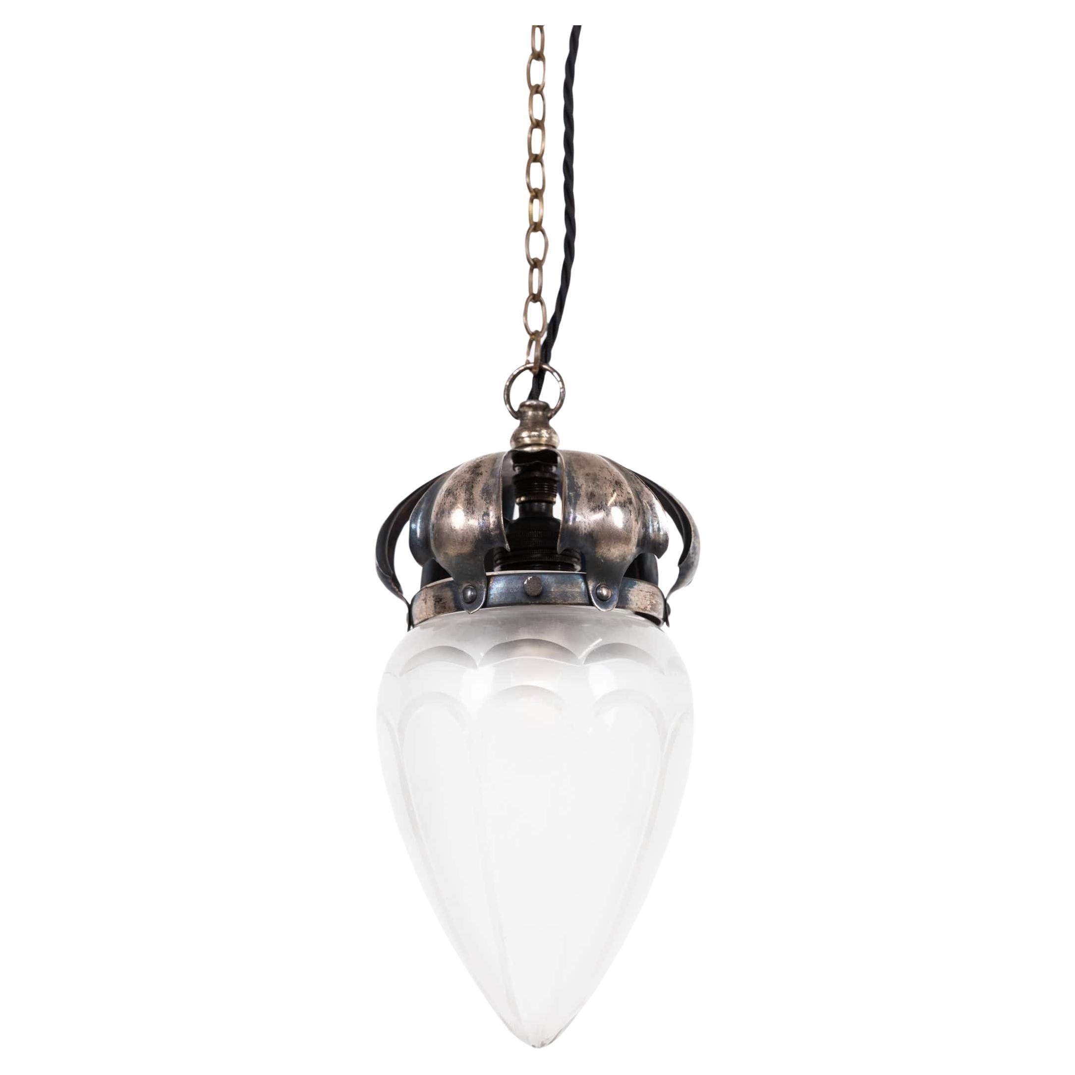 Lampada a sospensione a pilastro in vetro tagliato di epoca edoardiana, C.C.