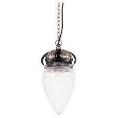 Antique Edwardian Arts & Crafts Pillar Cut Glass Light Pendant Lamp, C.1900