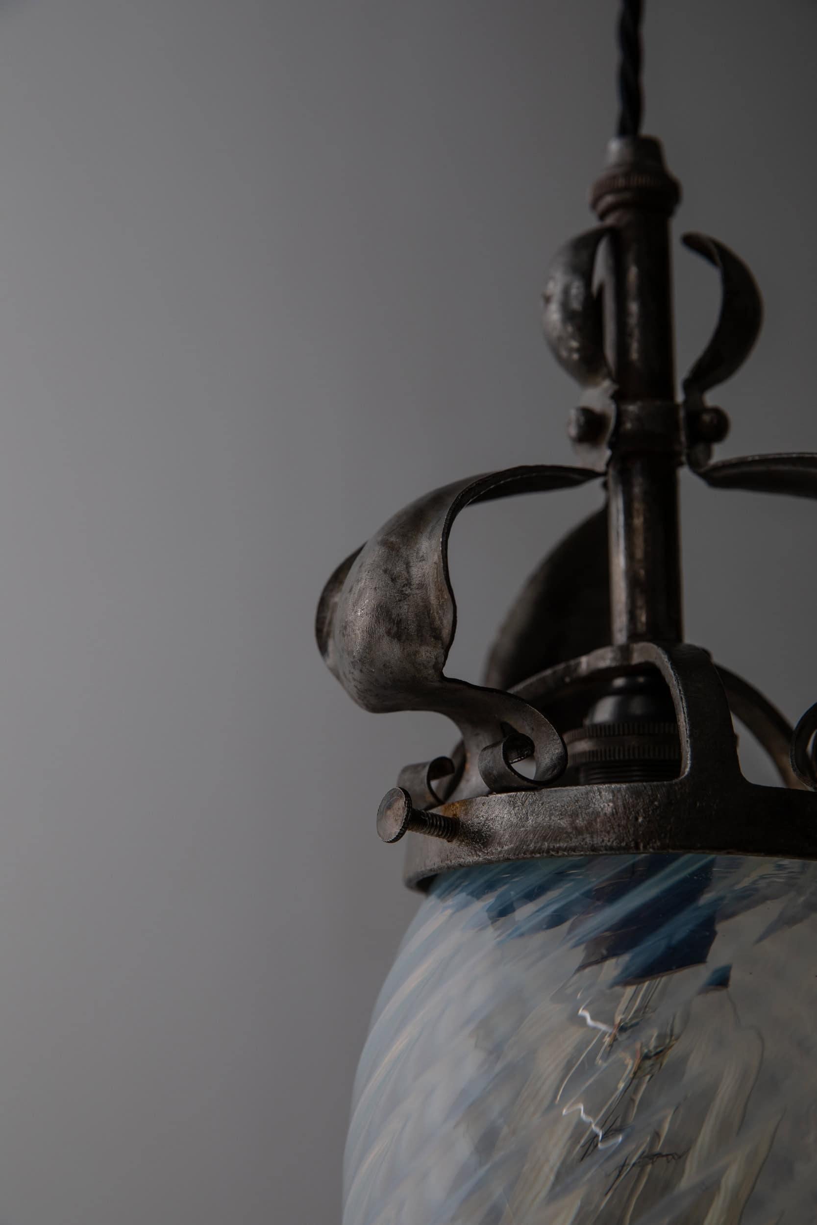 Inglese Lampada a sospensione in vetro di vaselina di epoca edoardiana, C.C.