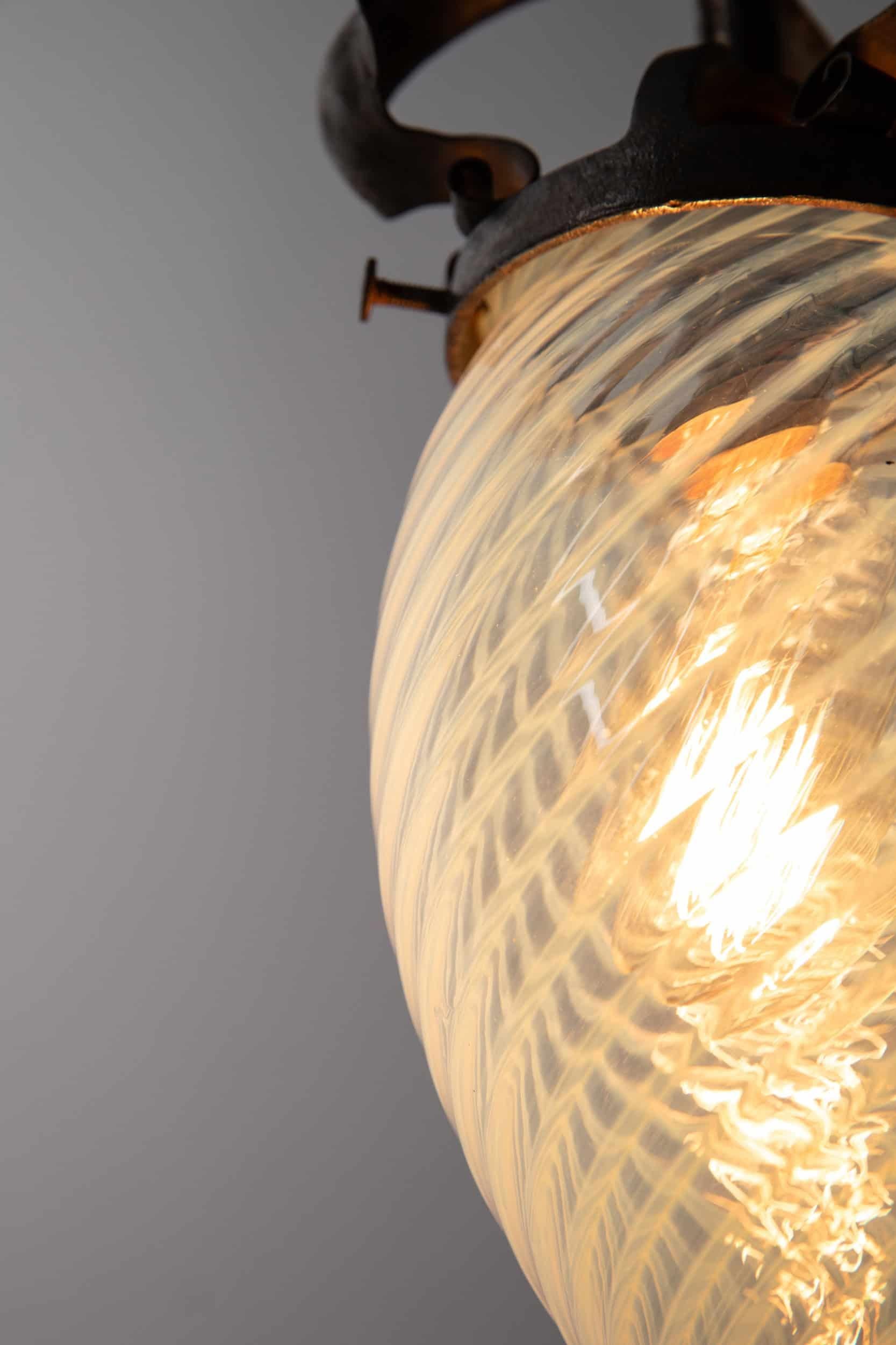 Inizio XX secolo Lampada a sospensione in vetro di vaselina di epoca edoardiana, C.C.