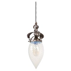 Antique Edwardian Arts & Crafts Vaseline Glass Light Pendant Lamp, C.1900