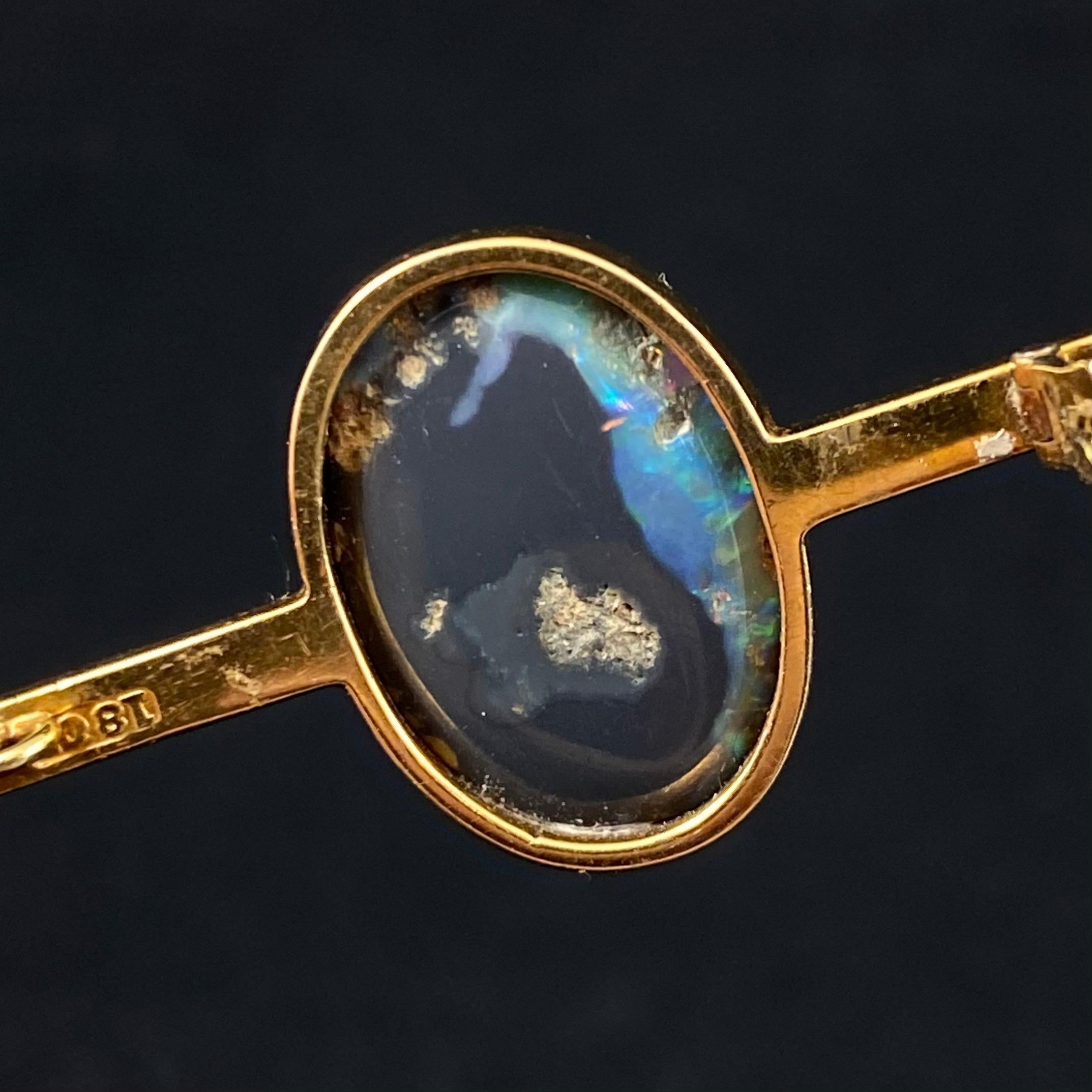 Antike Edwardian 5 Karat australischer schwarzer Opal Brosche Anhänger Gelbgold 1900er Jahre im Angebot 8