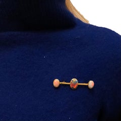 Antique Edwardian 5 Carat Australian Black Opal Brooch Pendant Yellow Gold 1900s