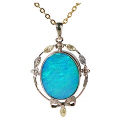 Antike Edwardian Australian Black Opal Doublet Blume Bogen Anhänger in 9ct Gold