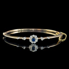 Antique Edwardian Austro-Hungarian Sapphire Diamond Daisy Bangle