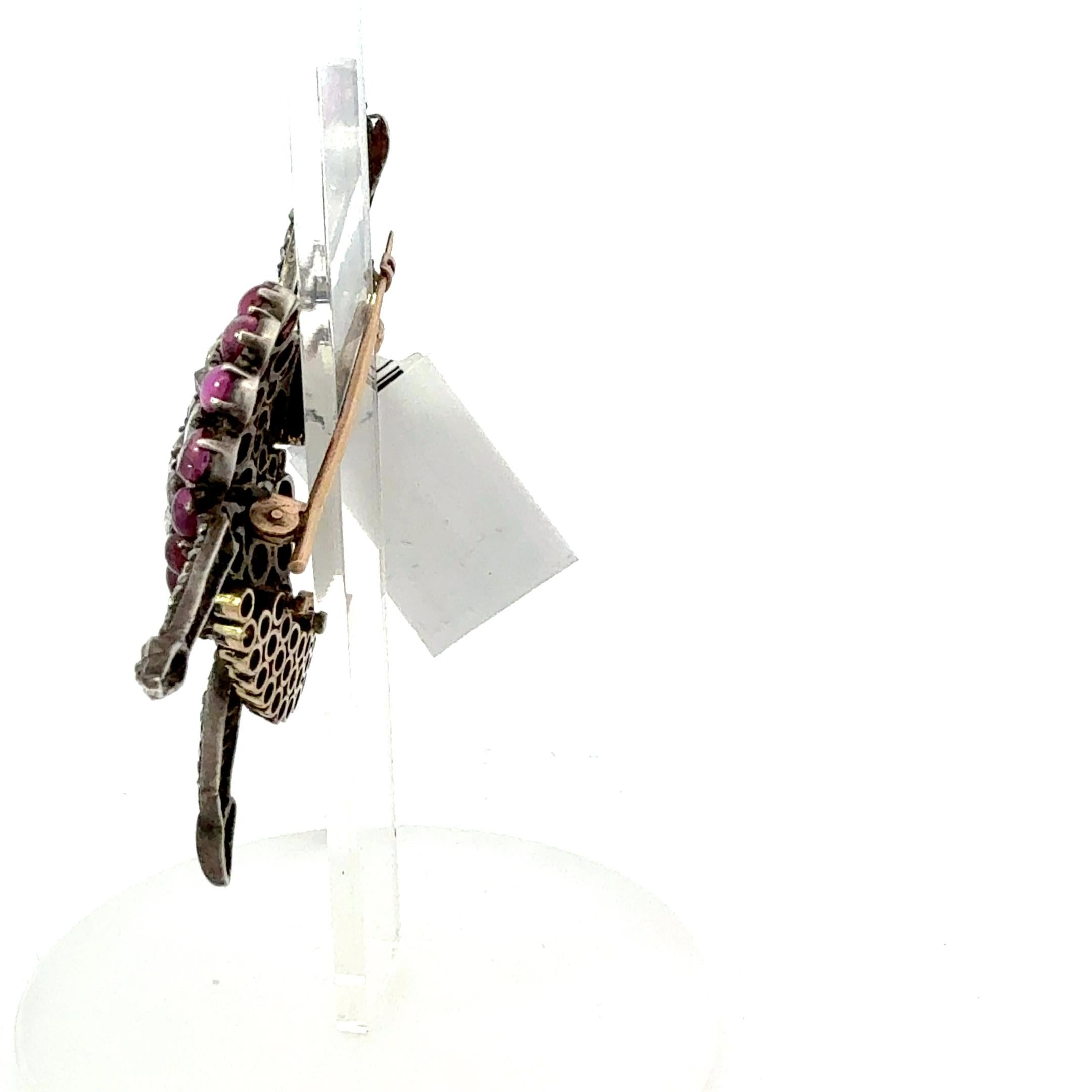 Femenino o masculino Antiguo broche eduardiano Bailarina GIA Birmania Sin Calor en venta