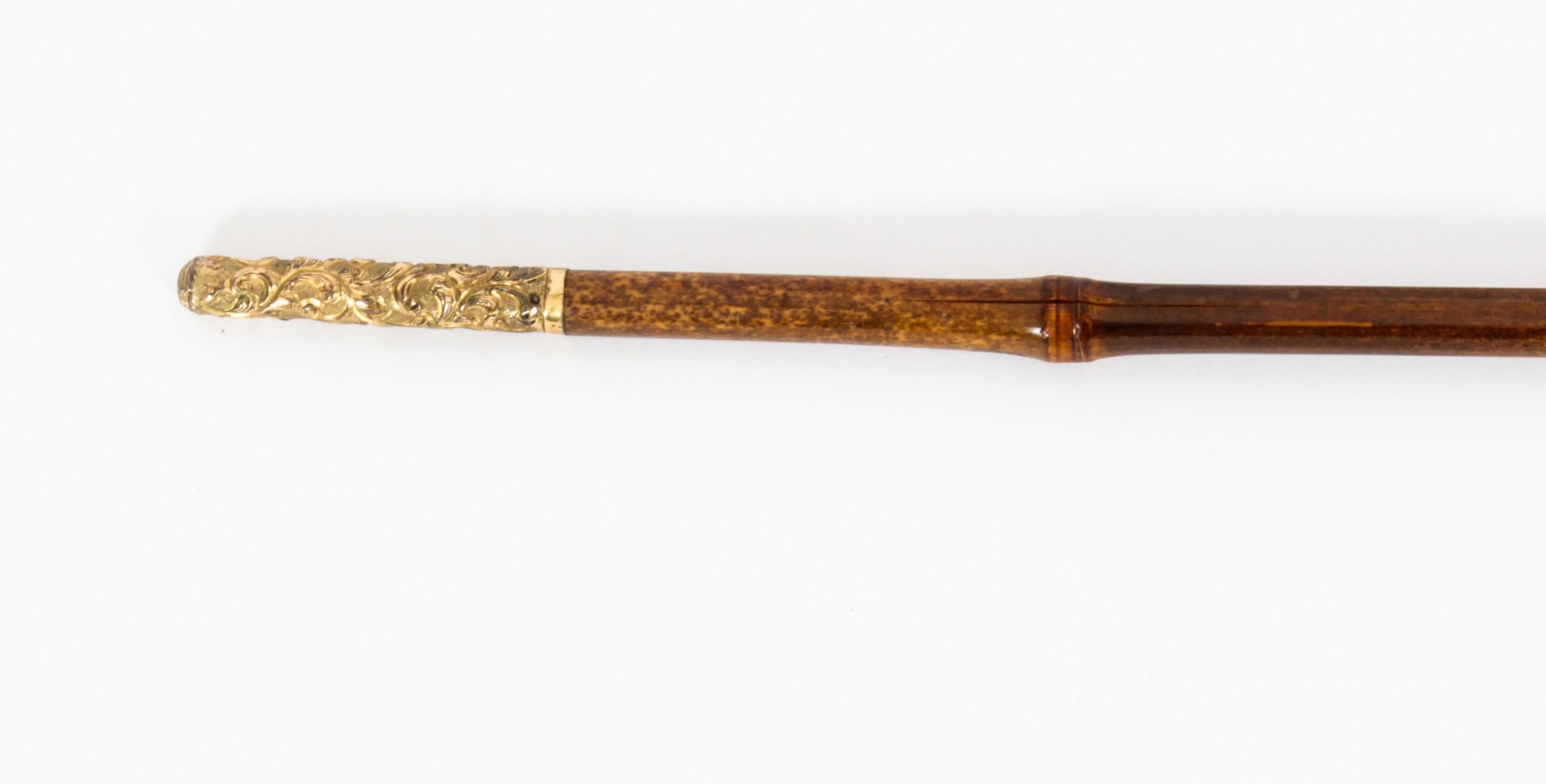 Antique Edwardian Bamboo Ormolu Sword / Walking Stick Cane London 1900 9