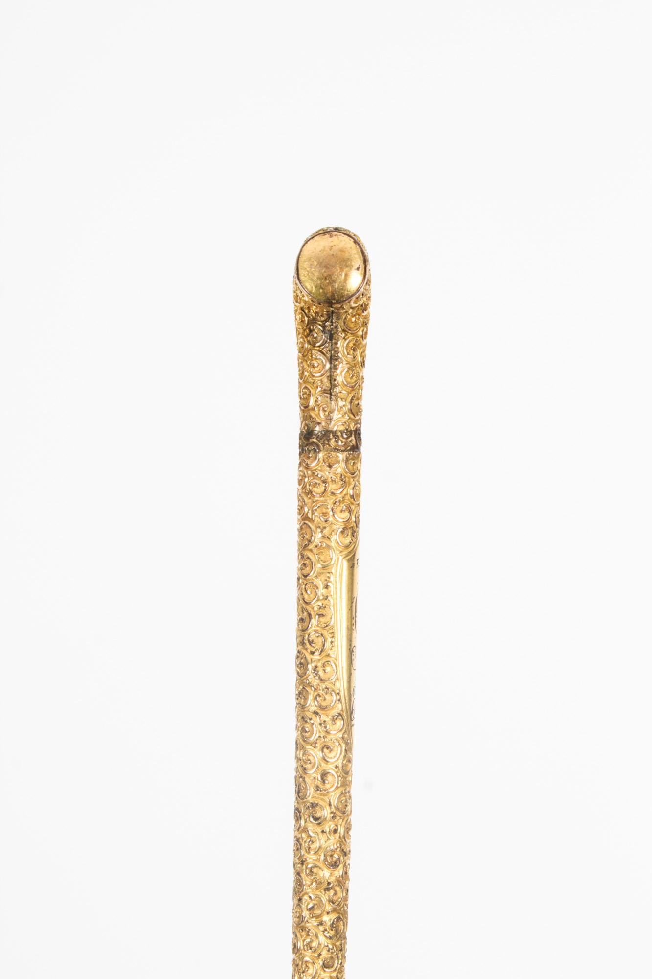 Antique Edwardian Bamboo Ormolu Sword / Walking Stick Cane London 1900 11