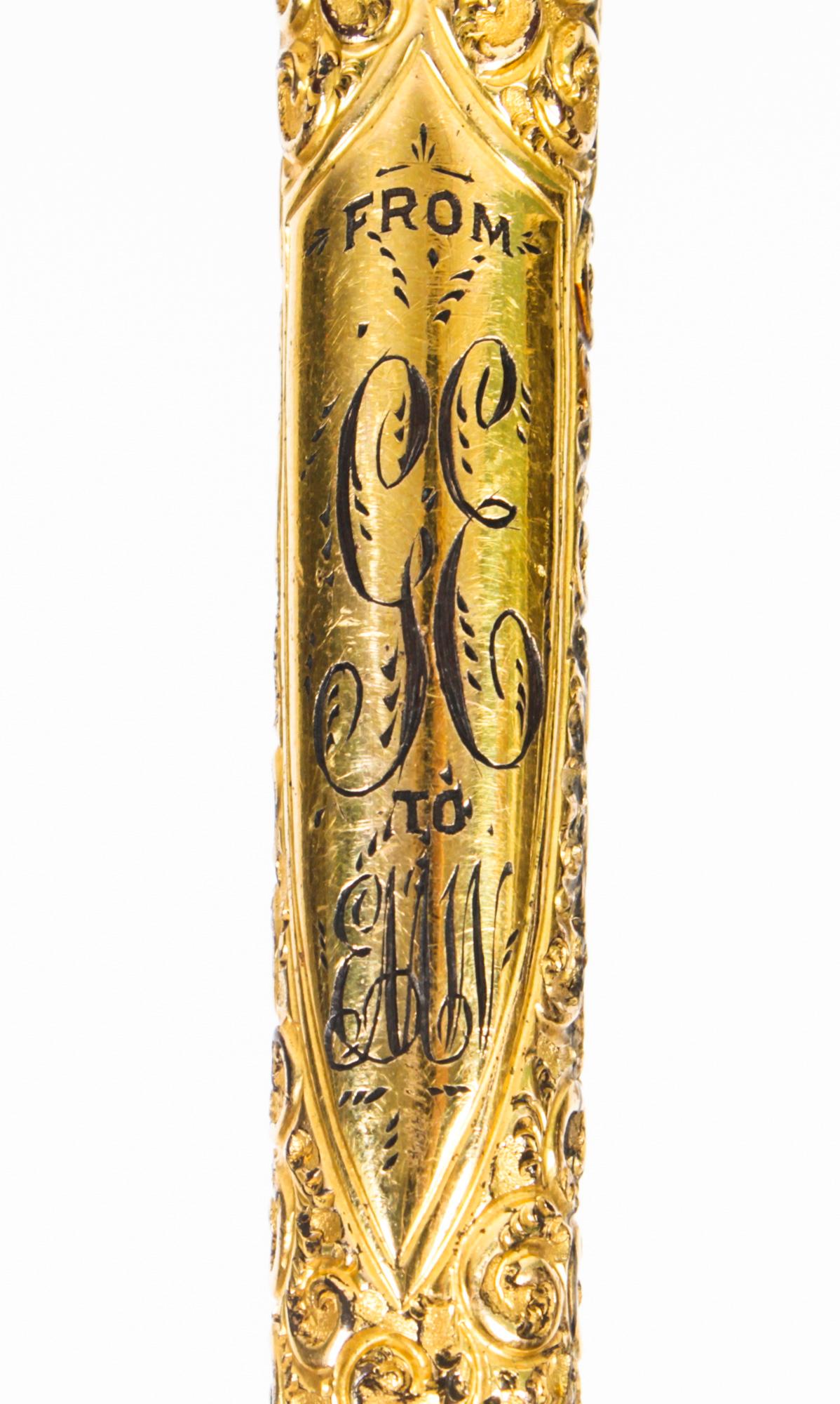 Early 20th Century Antique Edwardian Bamboo Ormolu Sword / Walking Stick Cane London 1900